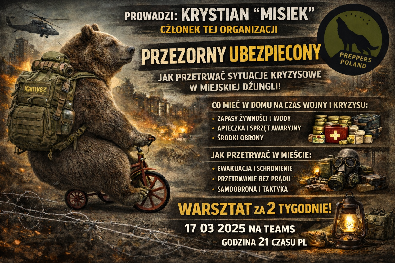 Zapraszamy na szkolenie związane z przetrwaniem w dżunglii XXIw  czyli mieście